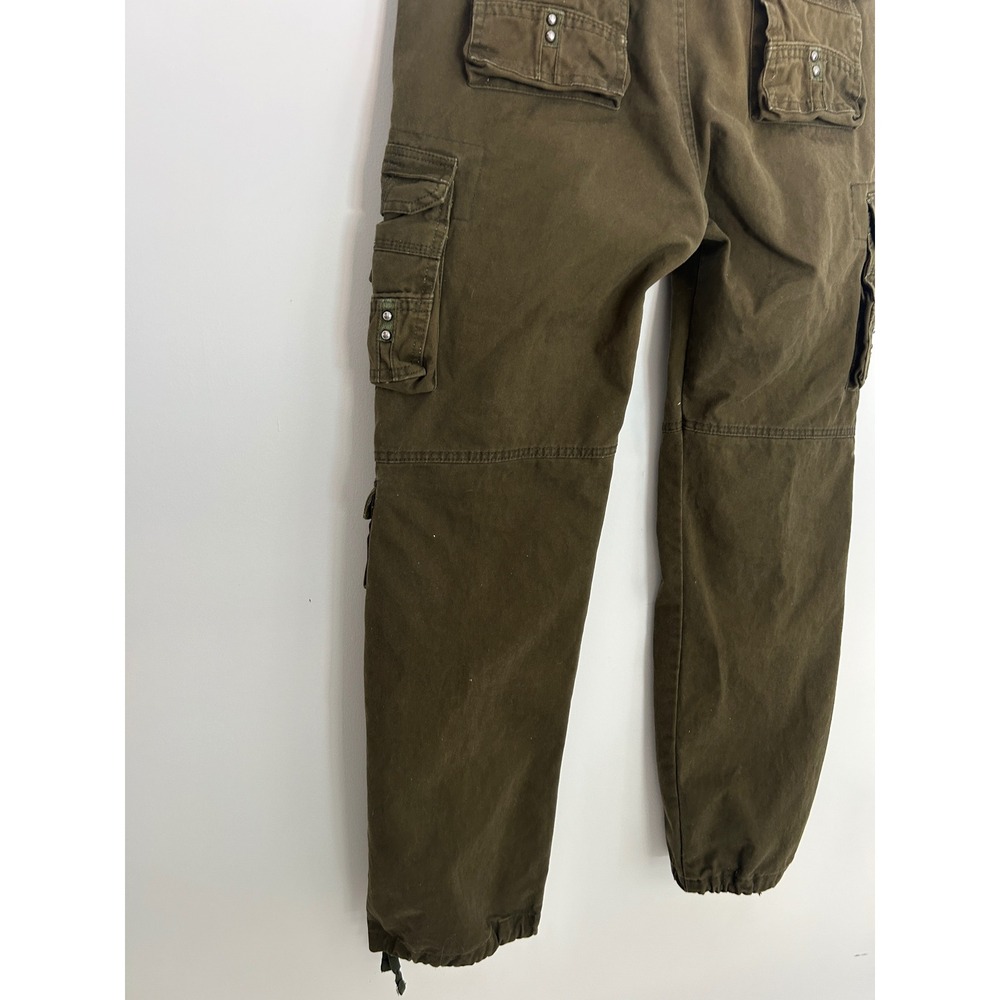 Olive Green Cargo Pants Multi Pocket Utility Streetwear Gorpcore Trousers Sx 34 - Picture 10 of 13